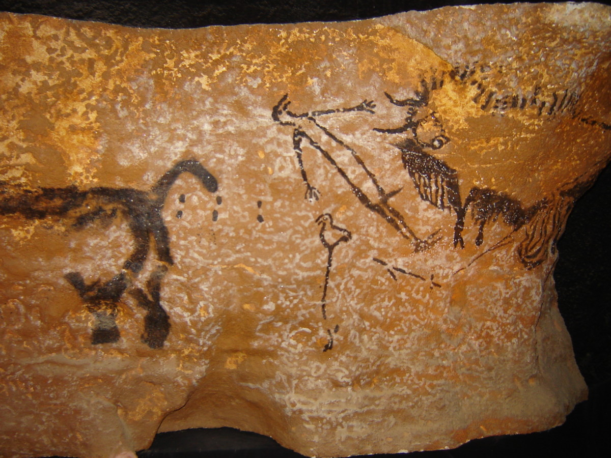 Neanderthal cave art in Le Moustiar, France.
