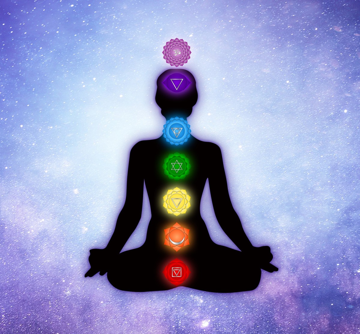 The seven main chakras are energy centers located in your subtle body from the base of your spine to the crown of your head.