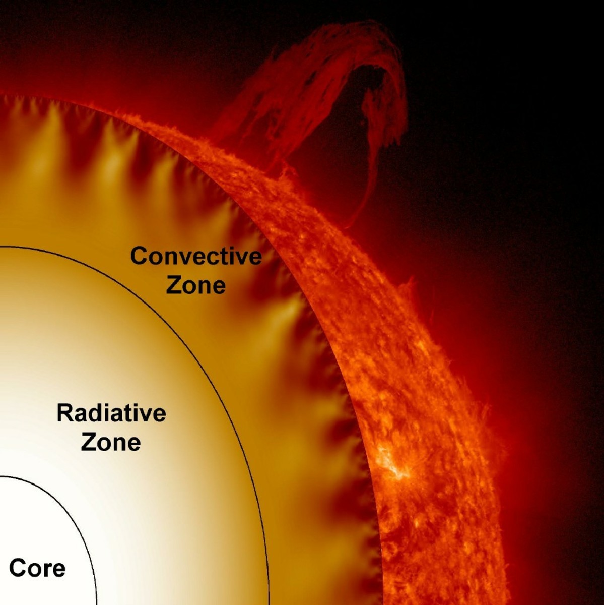 Some of the interior layers of the Sun.