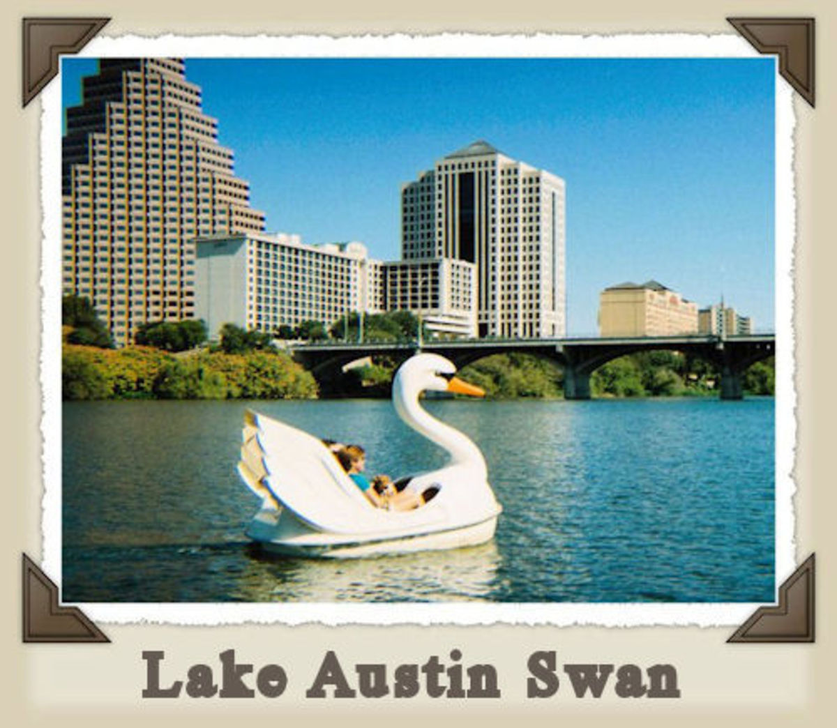 Swan paddle boats on Lake Austin, TX