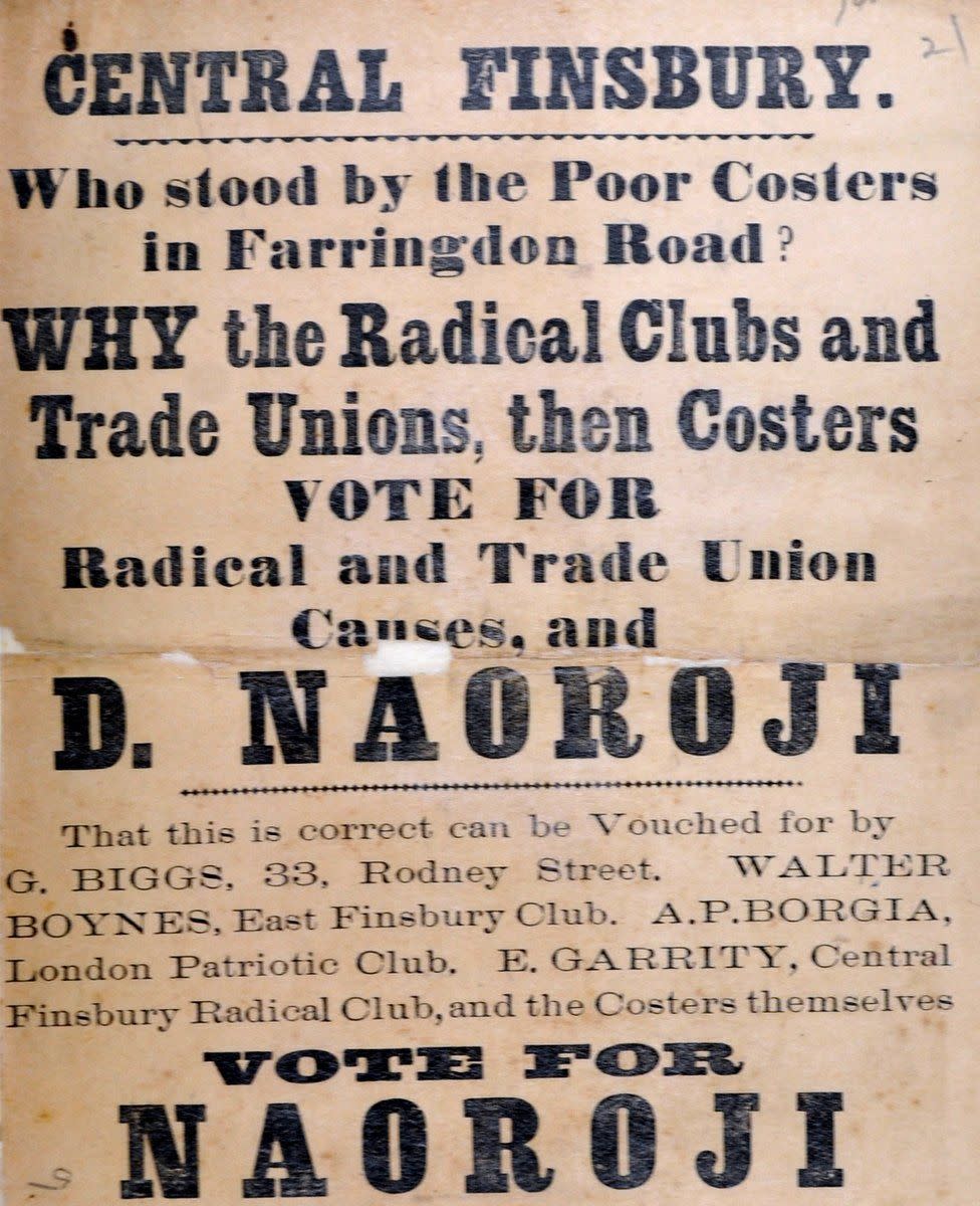Promotional material for D. Naoroji as a candidate for Member of Parliament