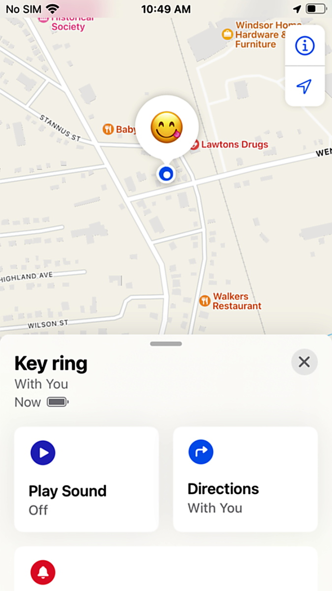 Using the iPhone's Bluetooth connection and Find My application to track the tag