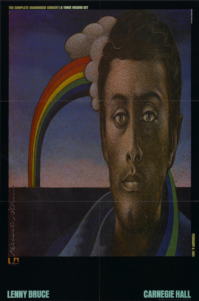 Lenny Bruce Carnegie Hall Record Poster United Artists Records (1972) This Was a Machine Folded Record Insert Poster 22" X 33".