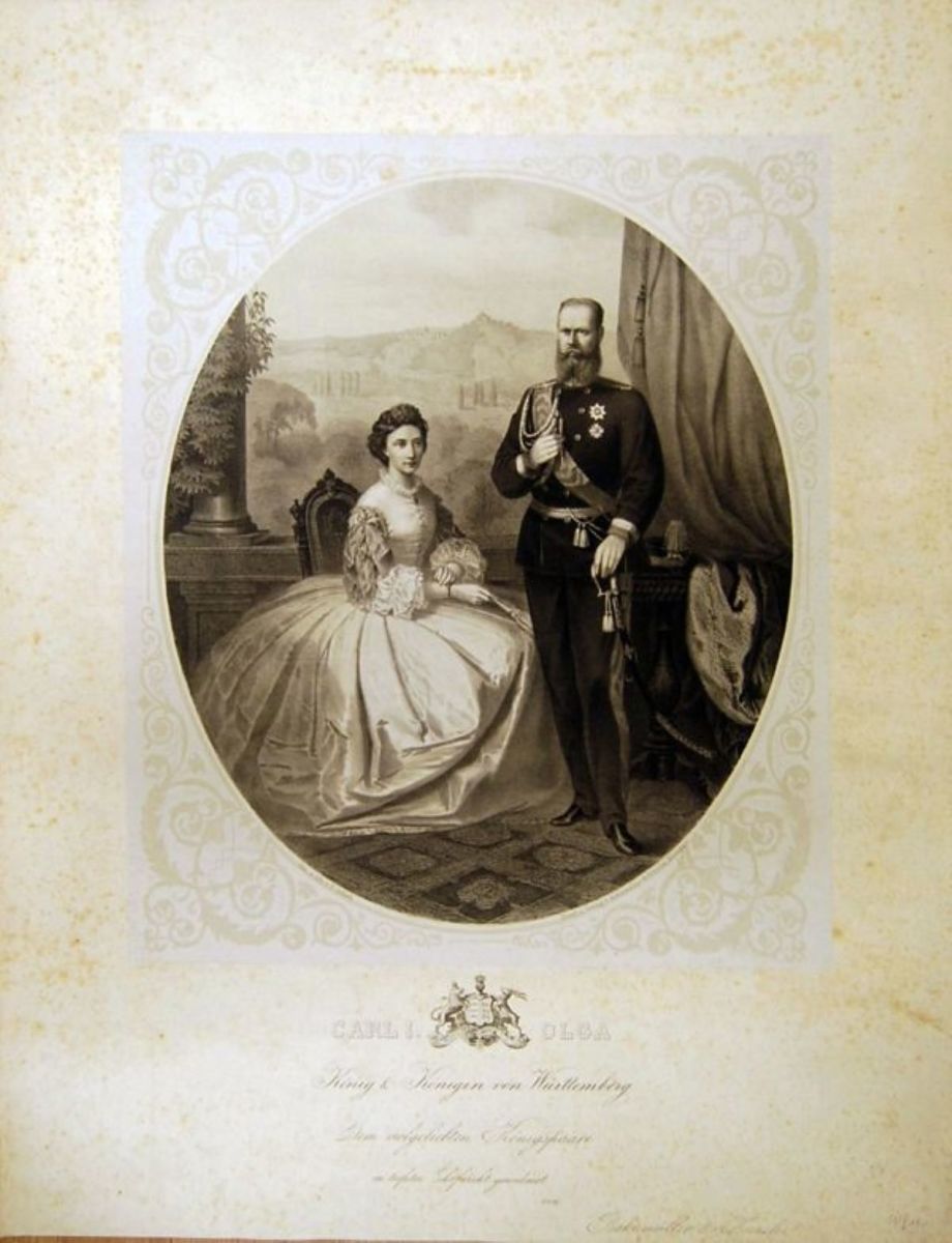 King Karl I of Wurttenberg and his wife Queen Olga nee Grand Duchess Olga Nikolaevna of Russia.
