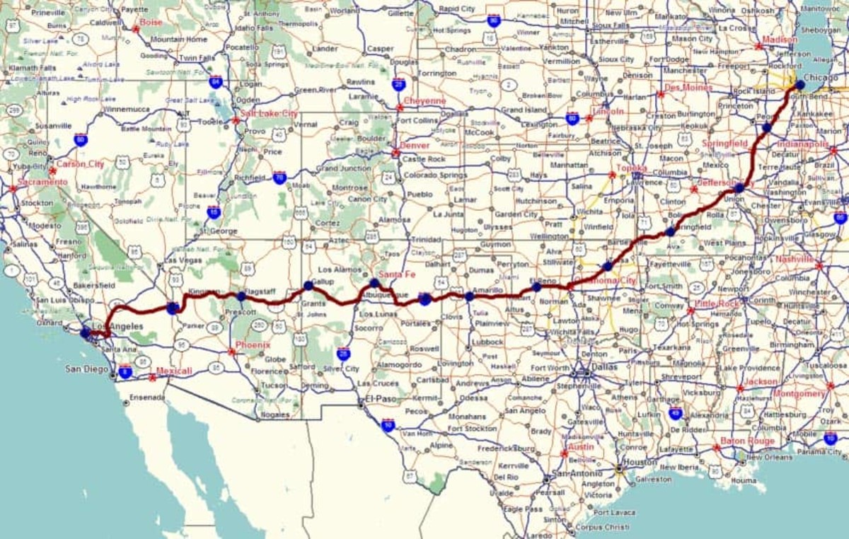 A map depicting Route 66