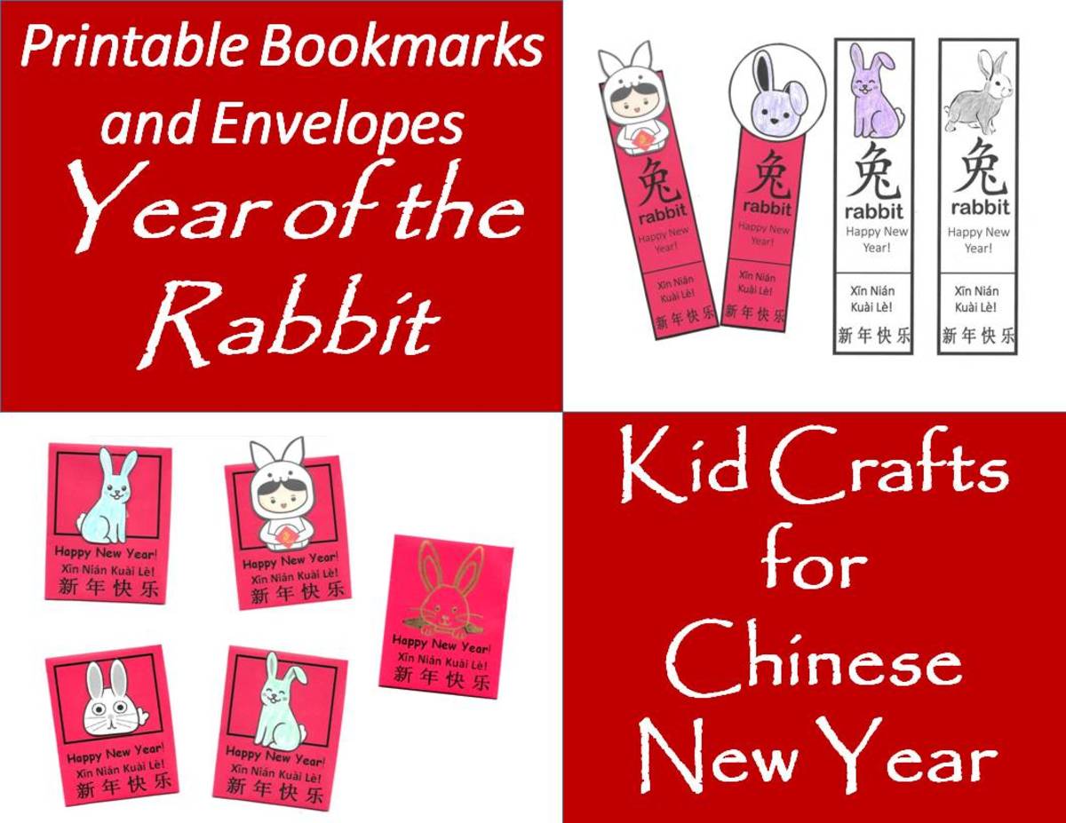 This article contains 20 printable templates for making bookmarks or lucky red envelopes for the Year of the Rabbit in the Chinese zodiac.