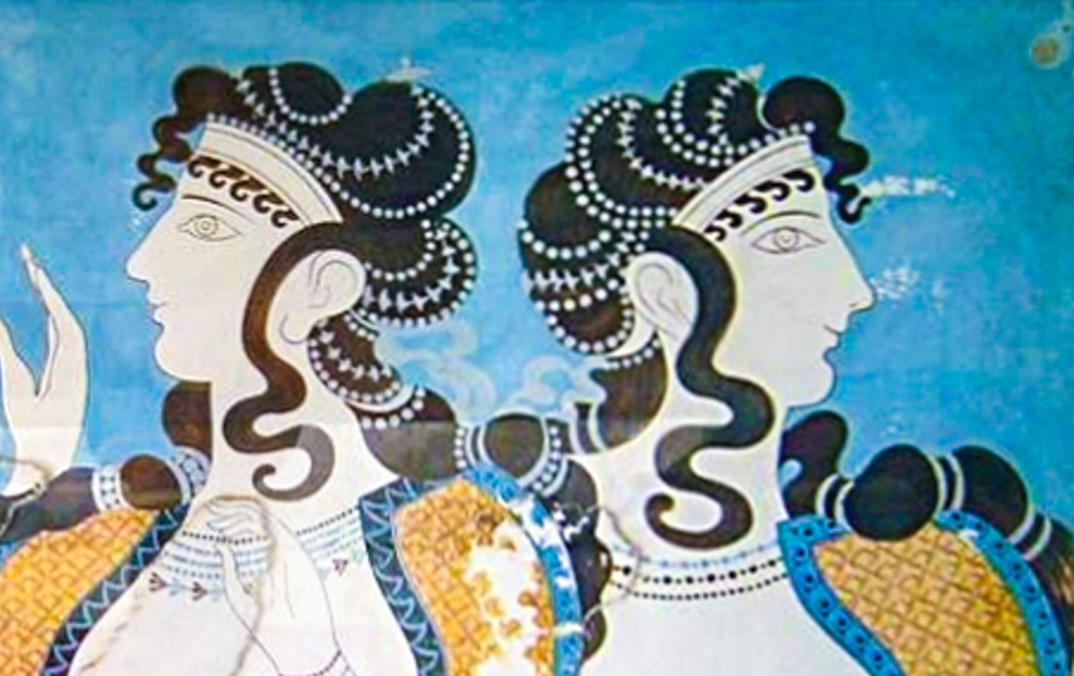克诺索斯宫殿的壁画，可以追溯到公元前1500年。