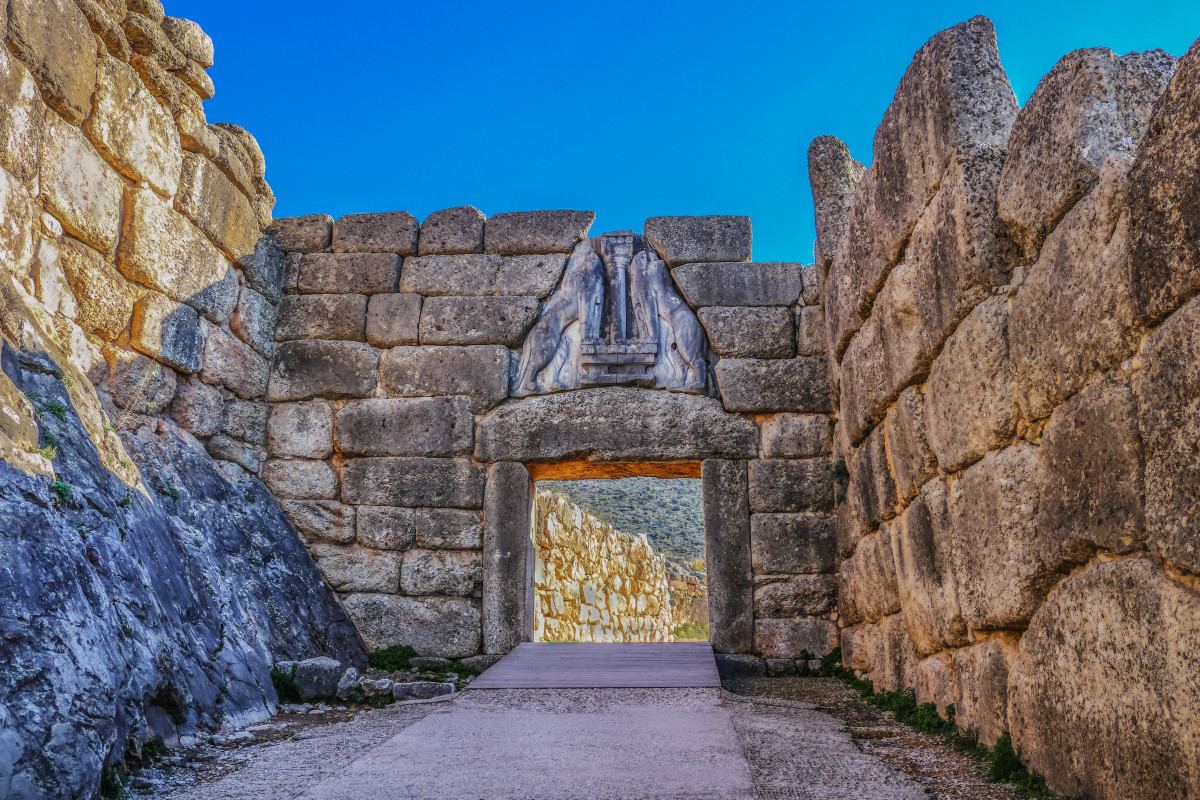 The Lion Gate; entrance to the great Bronze Age city-state of Mycenae.