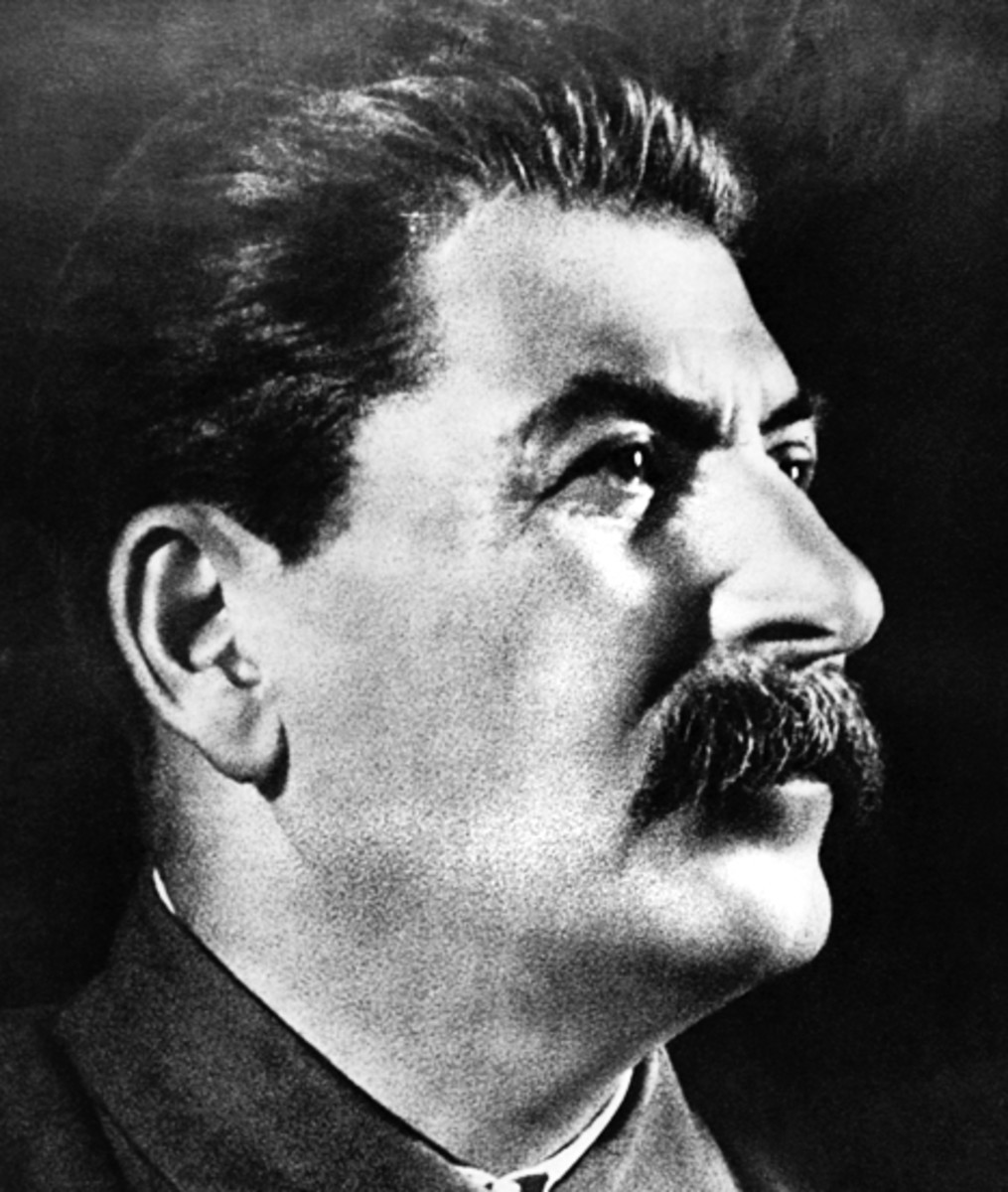 One of the many retouched(or photoshopped, in today's terms) photos of Stalin, which hid some facial defects, one of them being small pox scarring.