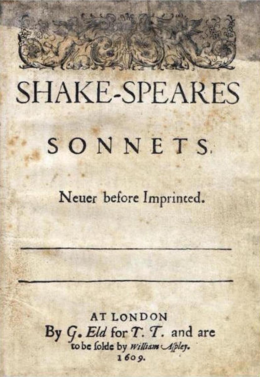Title page of first edition publication of the sonnets - 1609