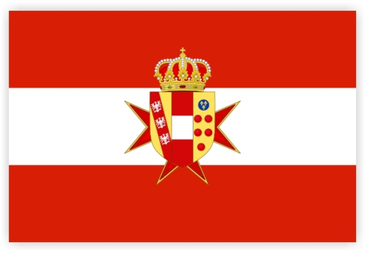 1815 - 1860 2nd Flag of the Grand Duchy of Tuscany (Lesser Arms Variant)