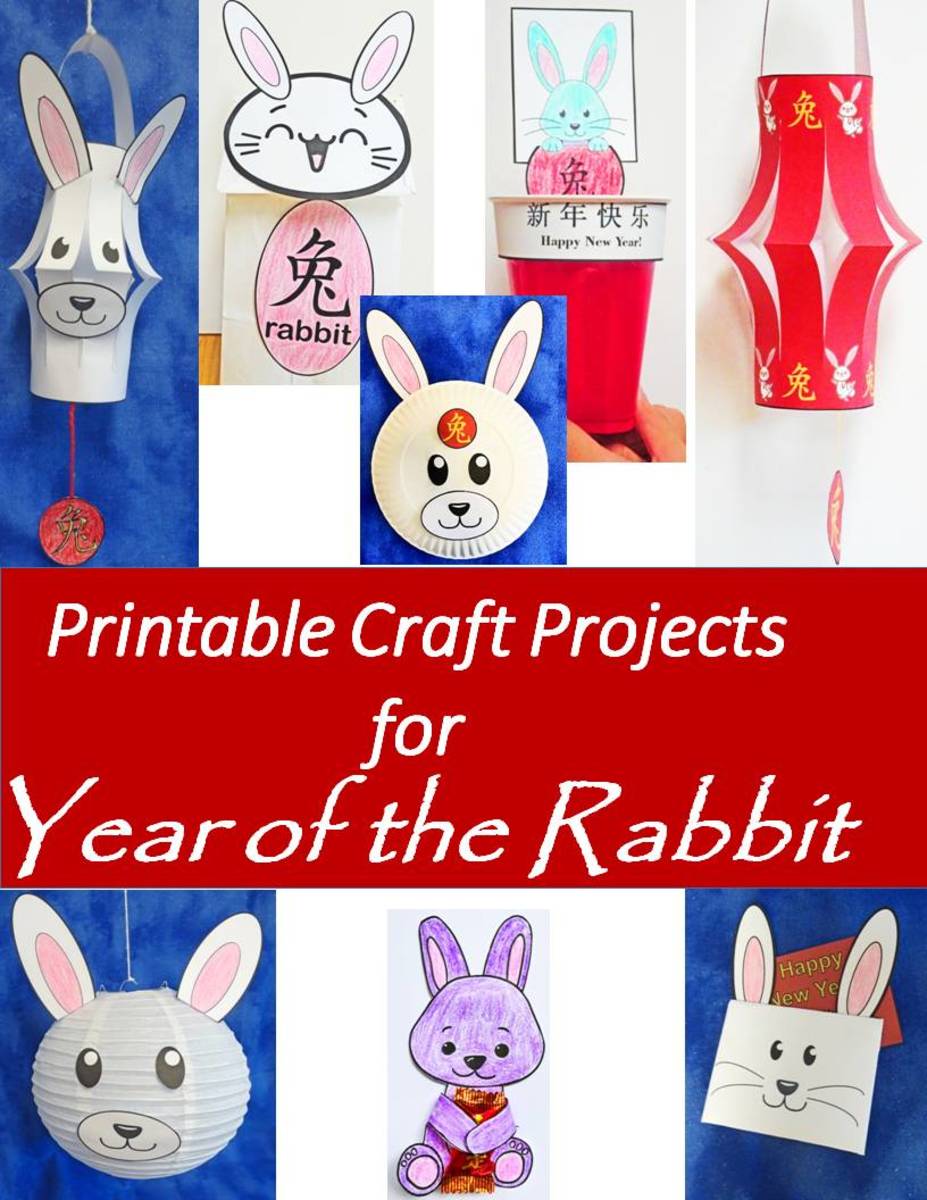 Nine quick and easy crafts for Year of the Rabbit, with printable templates.