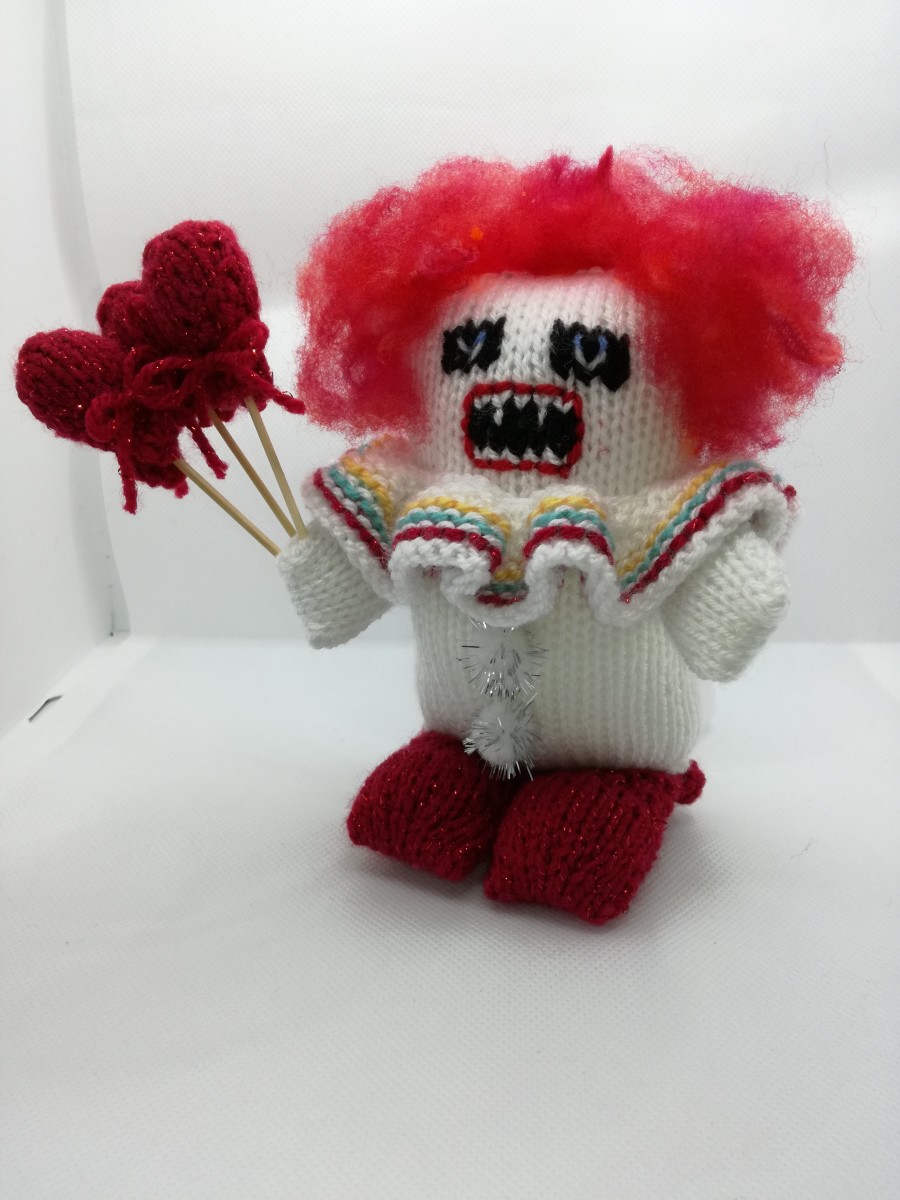 Completed Knitted Scary Clown