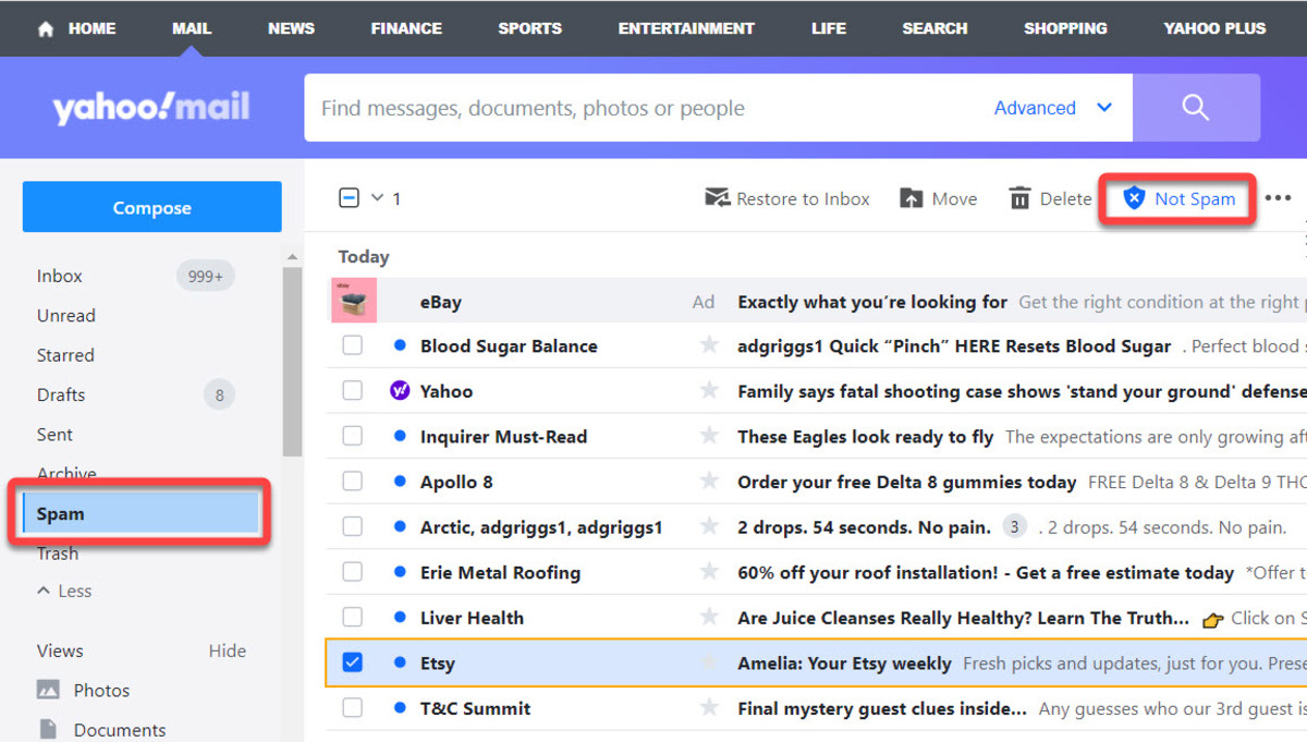 How To Find Spam Folder In Yahoo Mail App