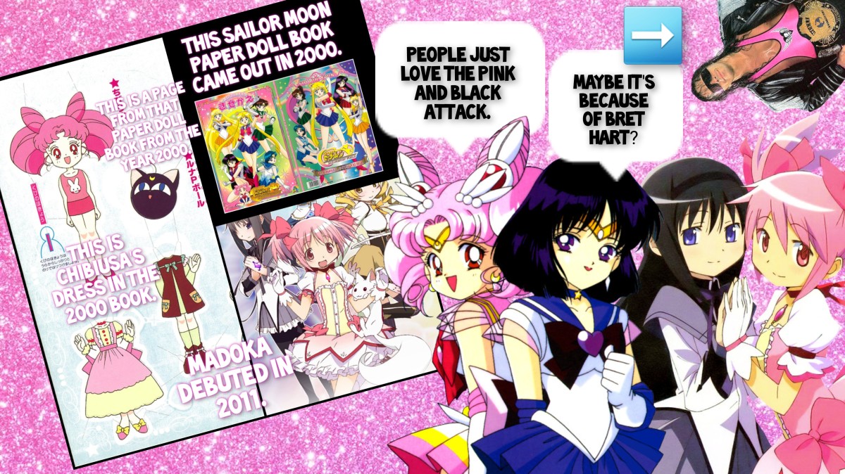 Madoka wears almost the same exact dress as Chibiusa in a 2000 "Sailor Moon" paper doll book.