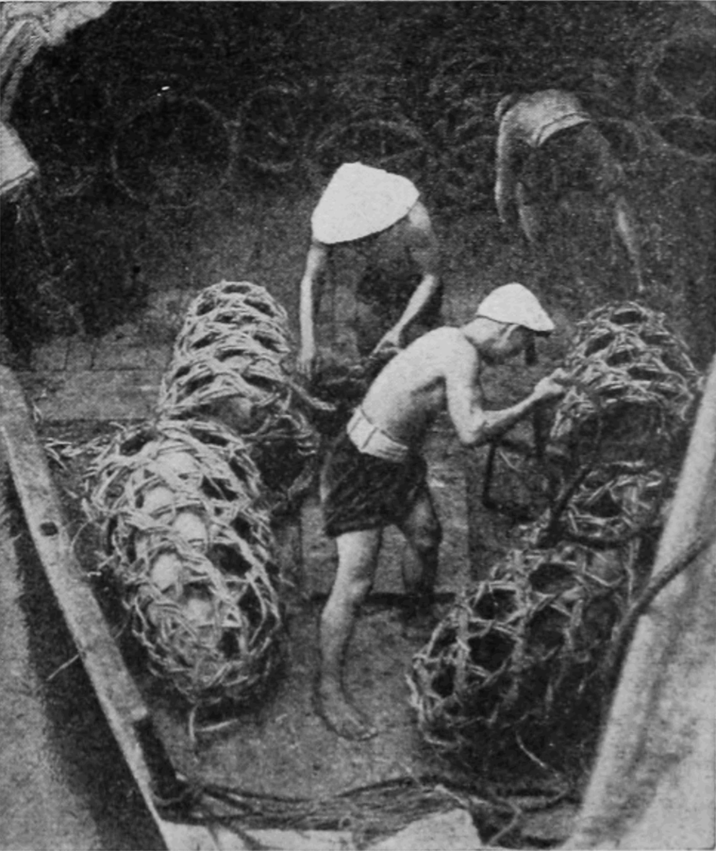 An example of the "pig baskets" that the captured allied soldiers were forced into.