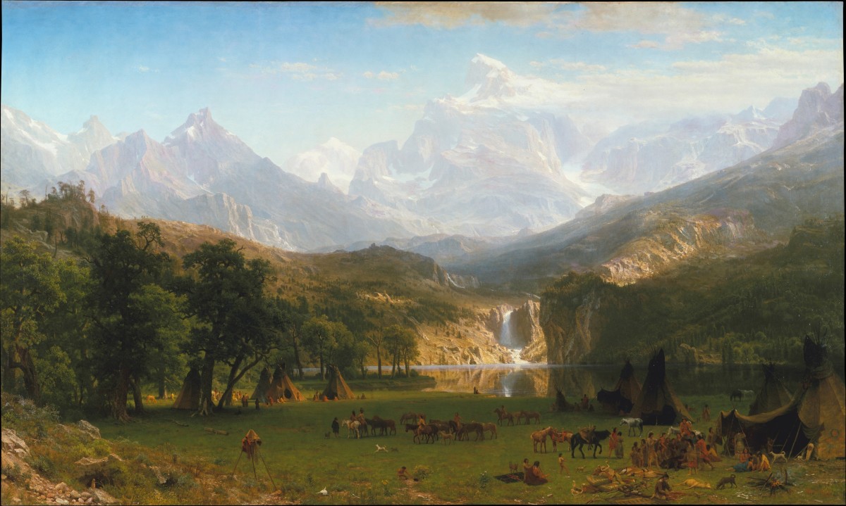 Albert Bierstadt, The Rocky Mountains, Landers Peak 1864. Public Domain Image, Painting is on display at the Metroplitan Museum of Art in New York City, In the American Wing.