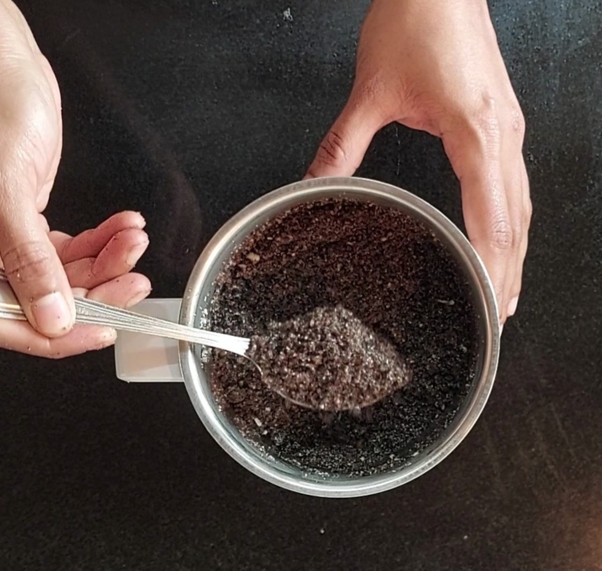 Close the lid and pulse it once (do not grind to a fine powder).