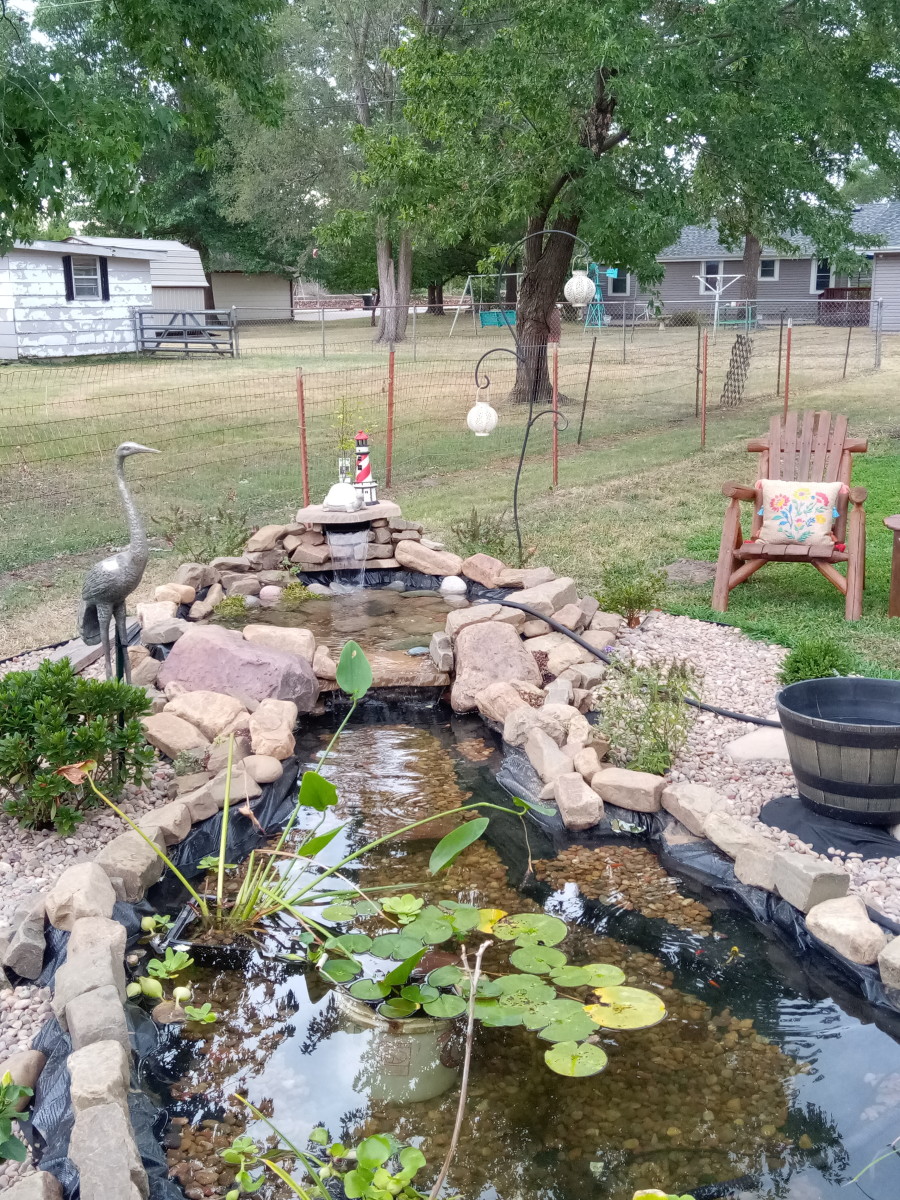 My wife added the crane statue and it fits perfectly while deterring any other predators from seeking our fish.