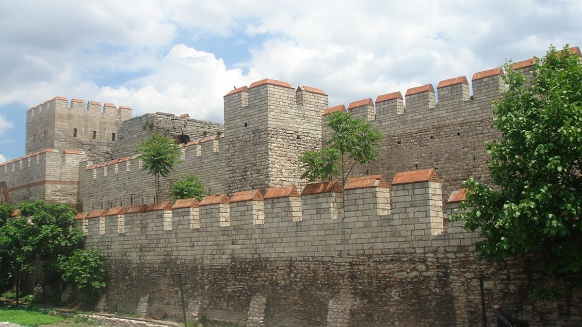 A reconstruction of the walls of Constantinople, the capital of the Byzantine Empire. 