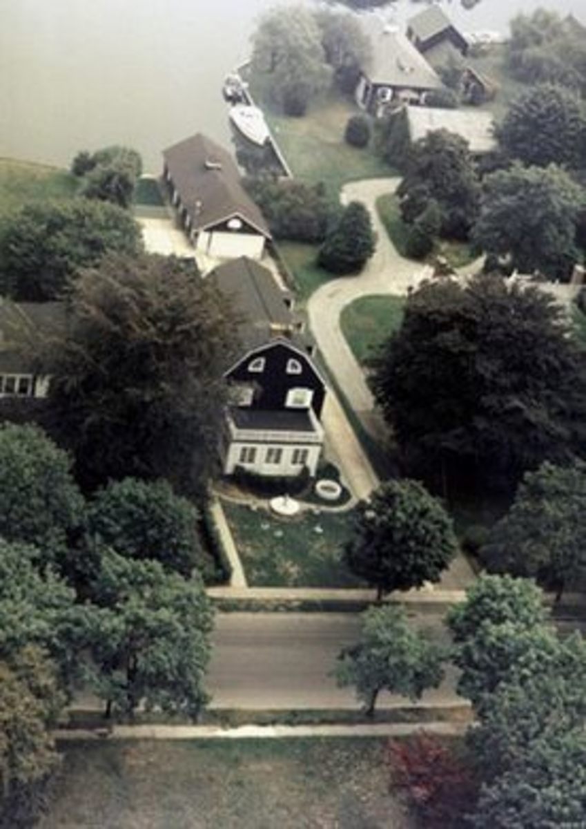 Overhead view of the Amityville house at 112 Ocean Avenue. This was before any remodeling was done after the deaths and hauntings had occurred.