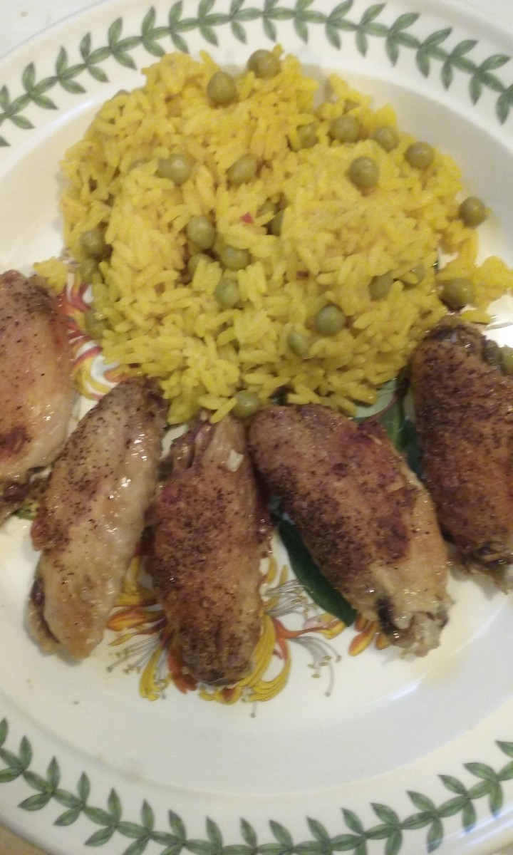 How to Make Very Nice Chicken and Rice , Prepared With Salt and Pepper Chicken Wingettes - a Simple Recipe