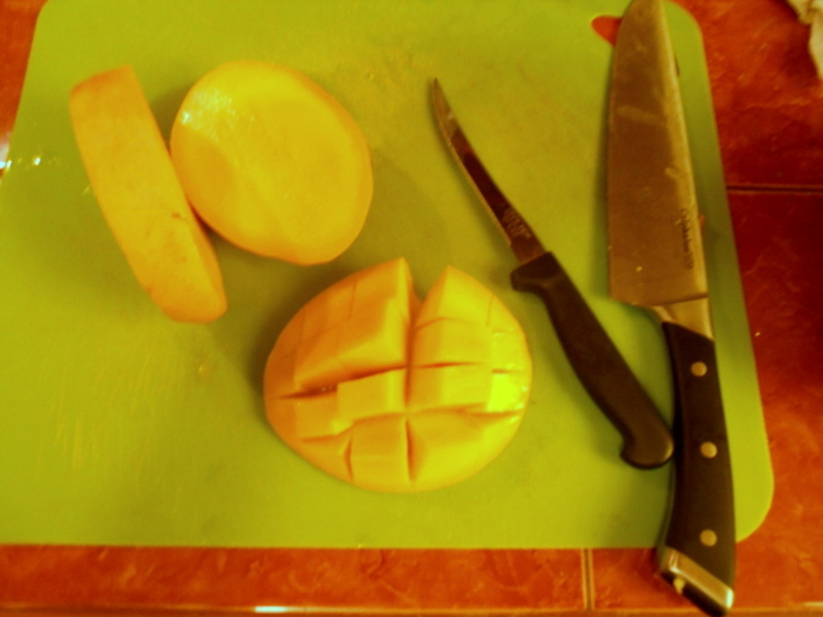 Cut mango into cubes