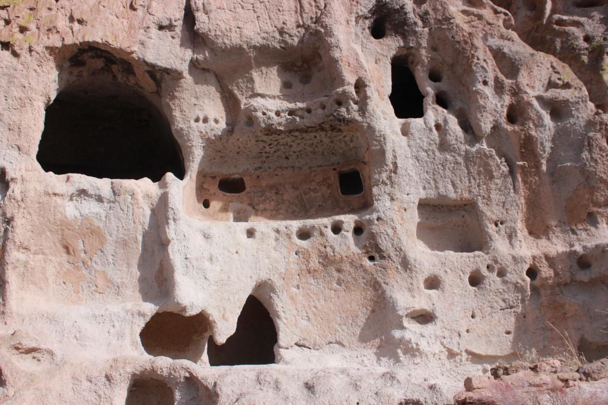 Cliff dwellings at the Bandelier National Monument.