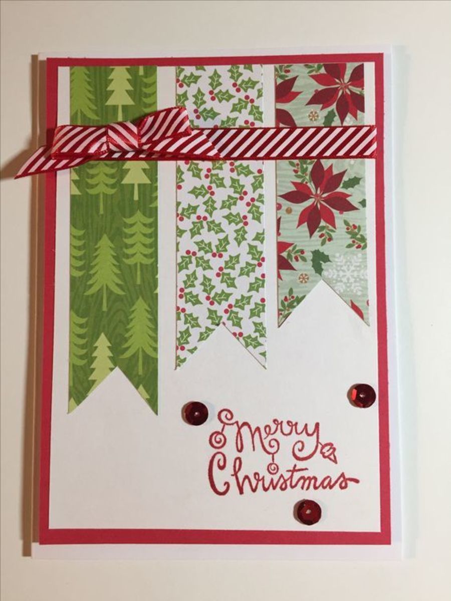 Use pieces of scraps to create banner pieces for a greeting card. Could be seasonal or other type of card