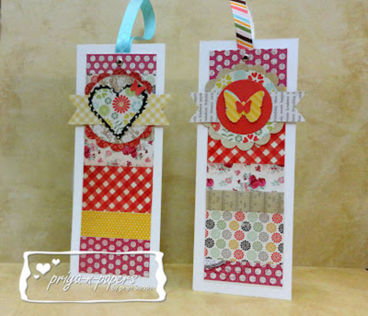 Create tags using patterned paper scraps to create colorful tags