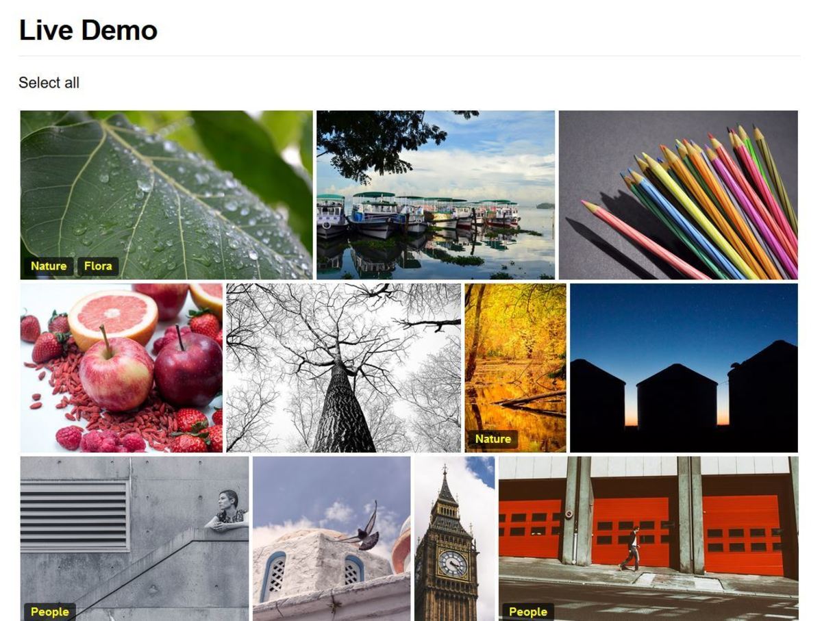 React Grid Gallery arranges images in a grid, similar to this demo here.