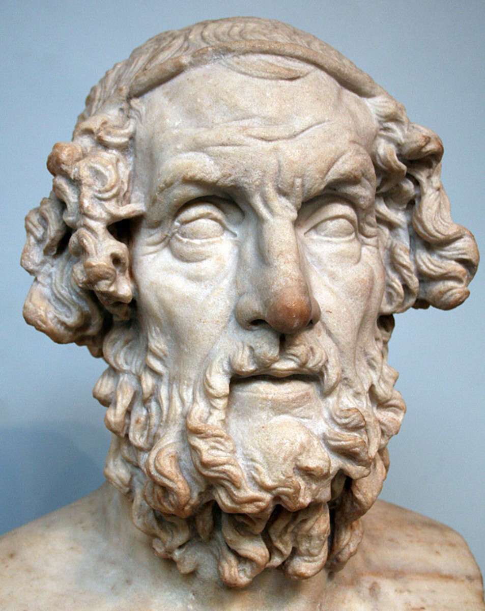 Marble bust of Homer, unknown artist, circa 1st or 2nd cent. B.C. (Roman copy of Greek original)