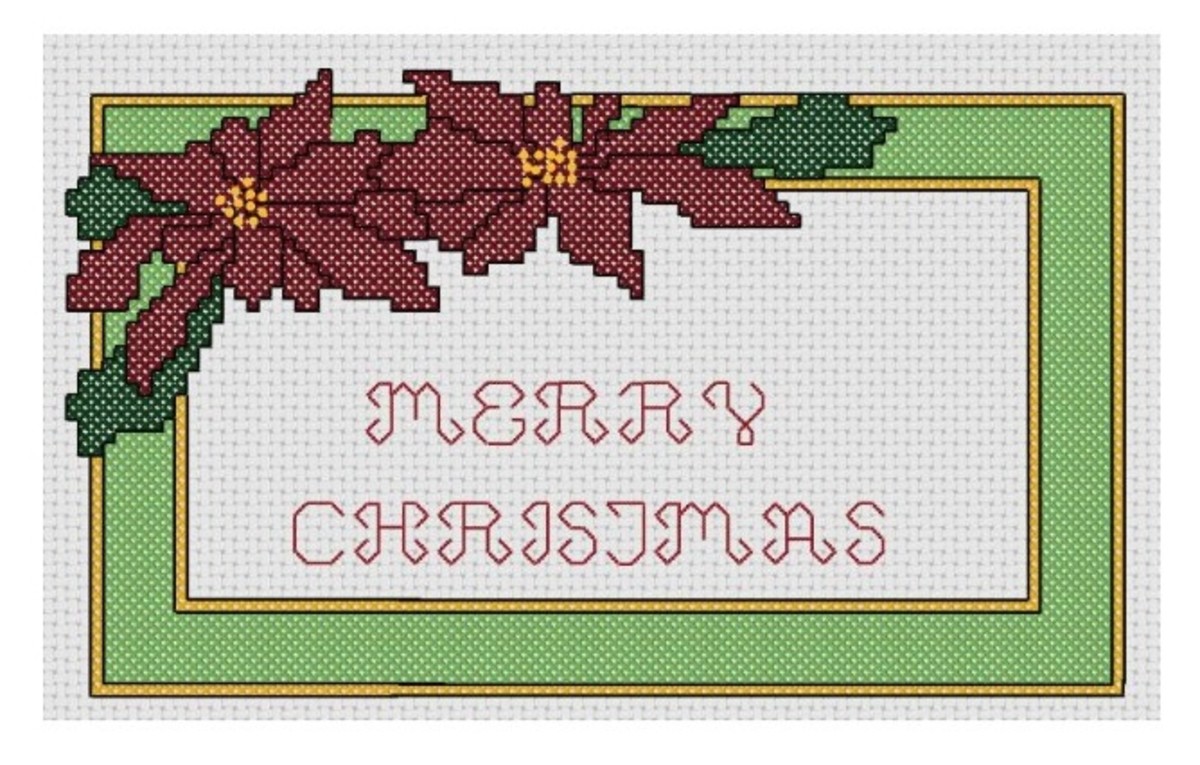 free cross stitch pattern Poinsettia Merry Christmas