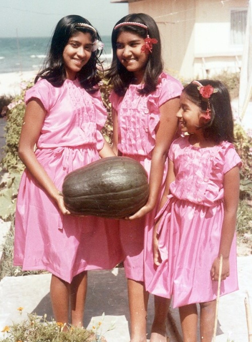 Pic: My Sisters and I Wearing Dresses Sewn by Mom