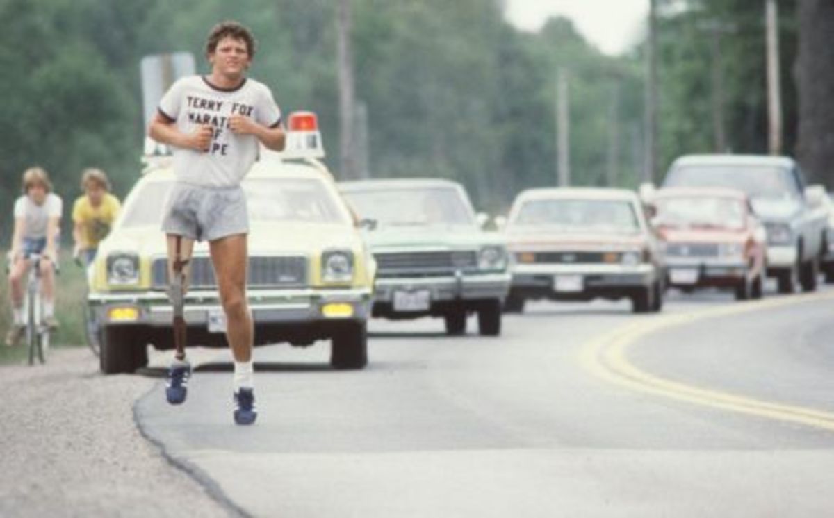 Terry Fox running across Canada