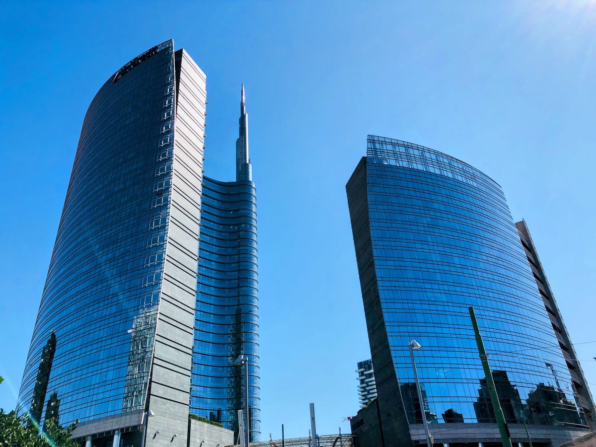 UniCredit Tower, the tallest building in Italy. UniCredit is one of the leading banks in Italy.