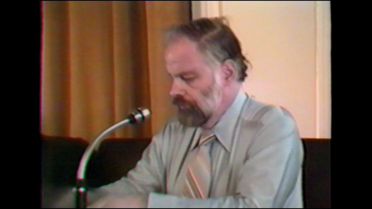 Author Philip K. Dick discussing life in a computer-simulated reality. Metz, France, September 1977.