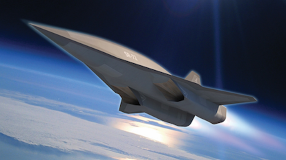 Lockheed Skunk Works concept image of the SR-72 as envisioned in 2013. Like an aeronautical surfboard, a hypersonic plane rides its own shock wave. Planes like Aurora are called wave-riders.