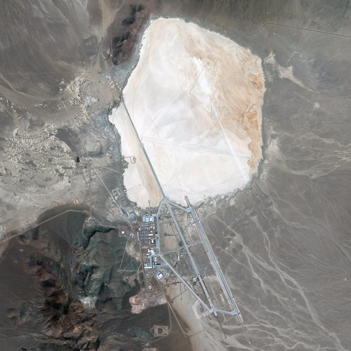 A satellite view of Area 51 at Groom Lake. 