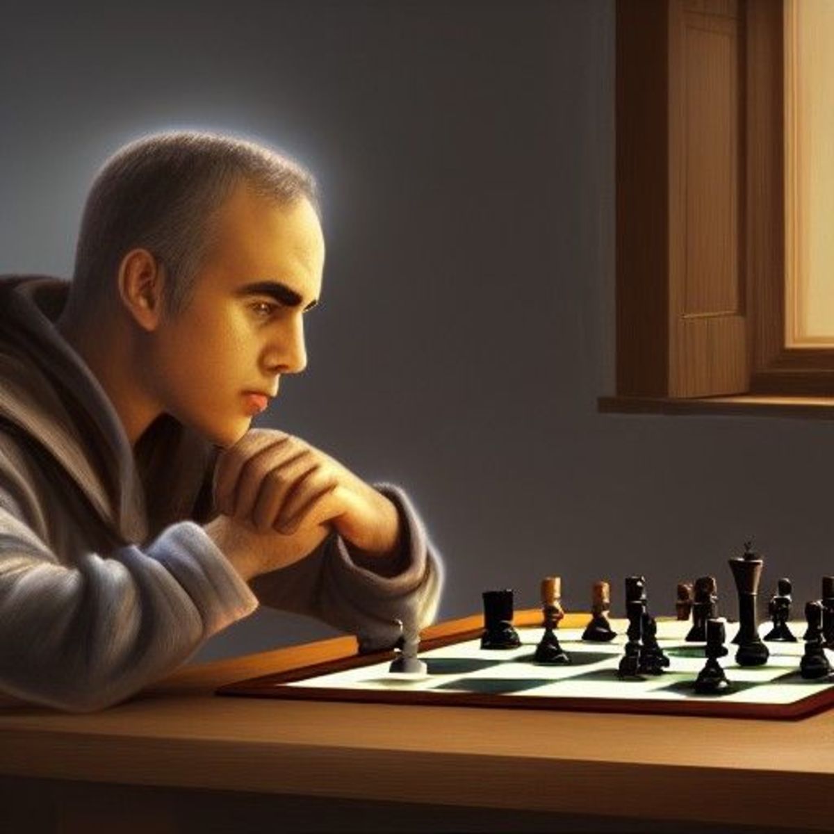 Artist's interpretation of Garry Kasparov playing chess