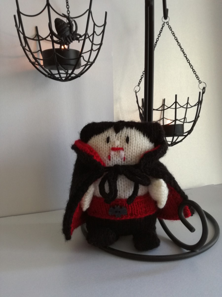 Completed Knitted Dracula Doll