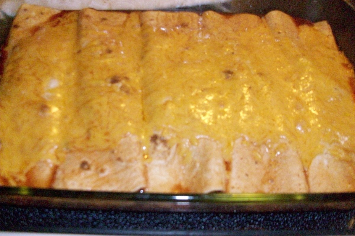 Finished enchiladas in pan