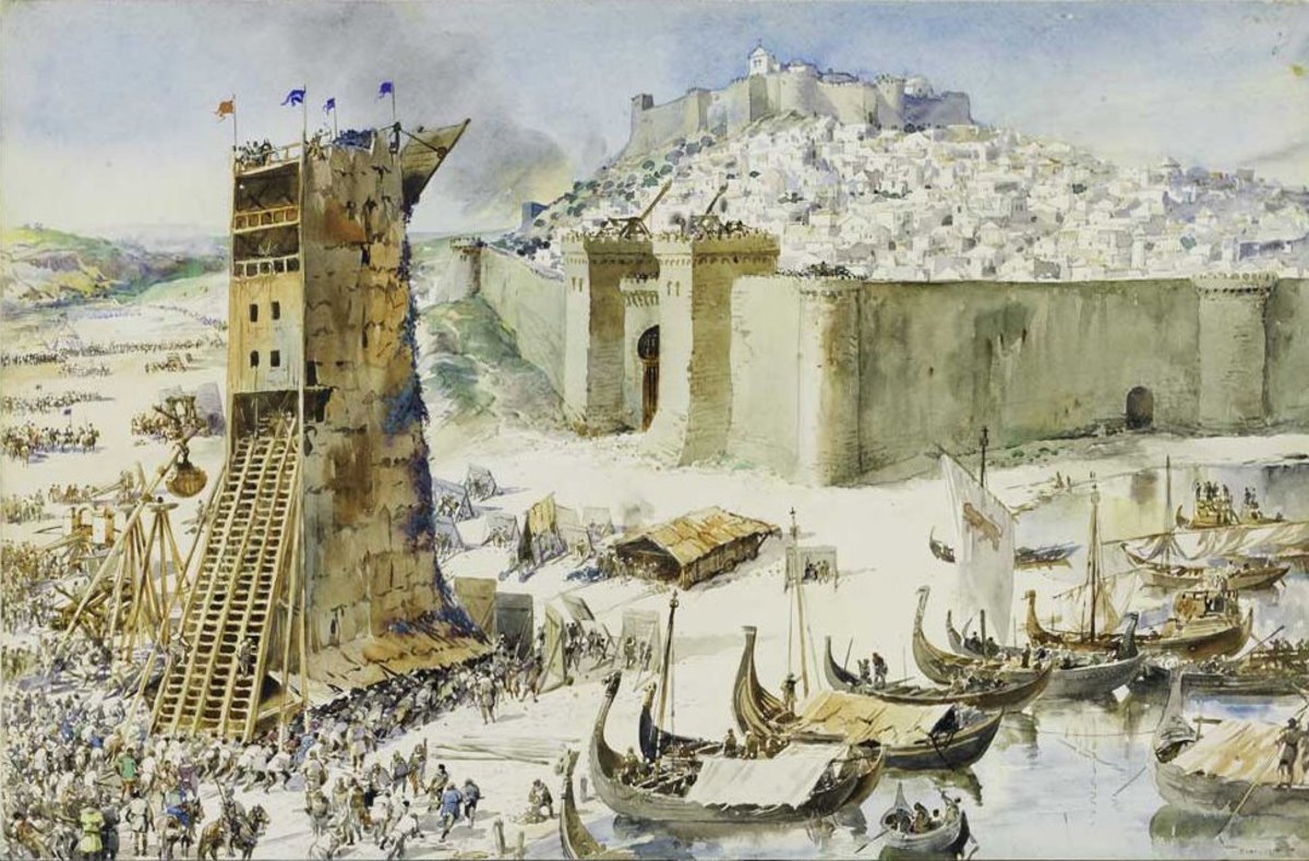 A depiction of the siege of Lisbon, 1147.