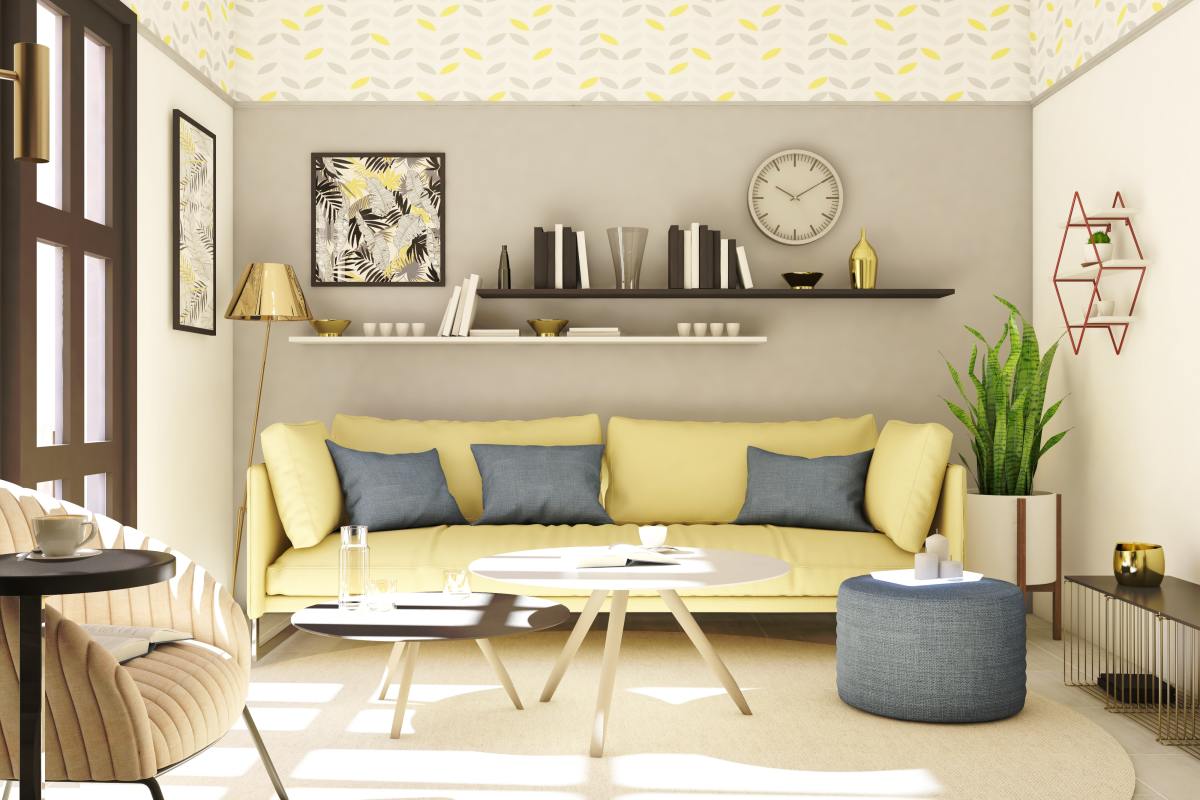 Yellow, brown, and gray make for a happy living room for the Chinese Zodiac Pig. The room should feel comfortable and inviting. Spice it up with silver and gold.