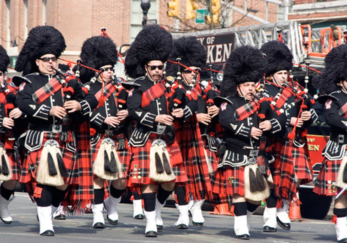 Traditional Scottish festival? No, St. Patrick's Day parade in Hoboken, New Jersey.