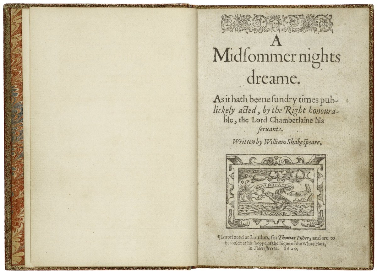 Title page from the first quarto of "A Midsummer Night's Dream," printed in 1600. The phrase "Jack and Jill" appears in Act III.