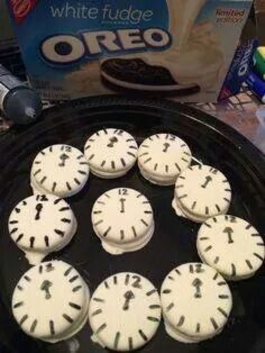 "Midnight" white fudge oreo cookies.