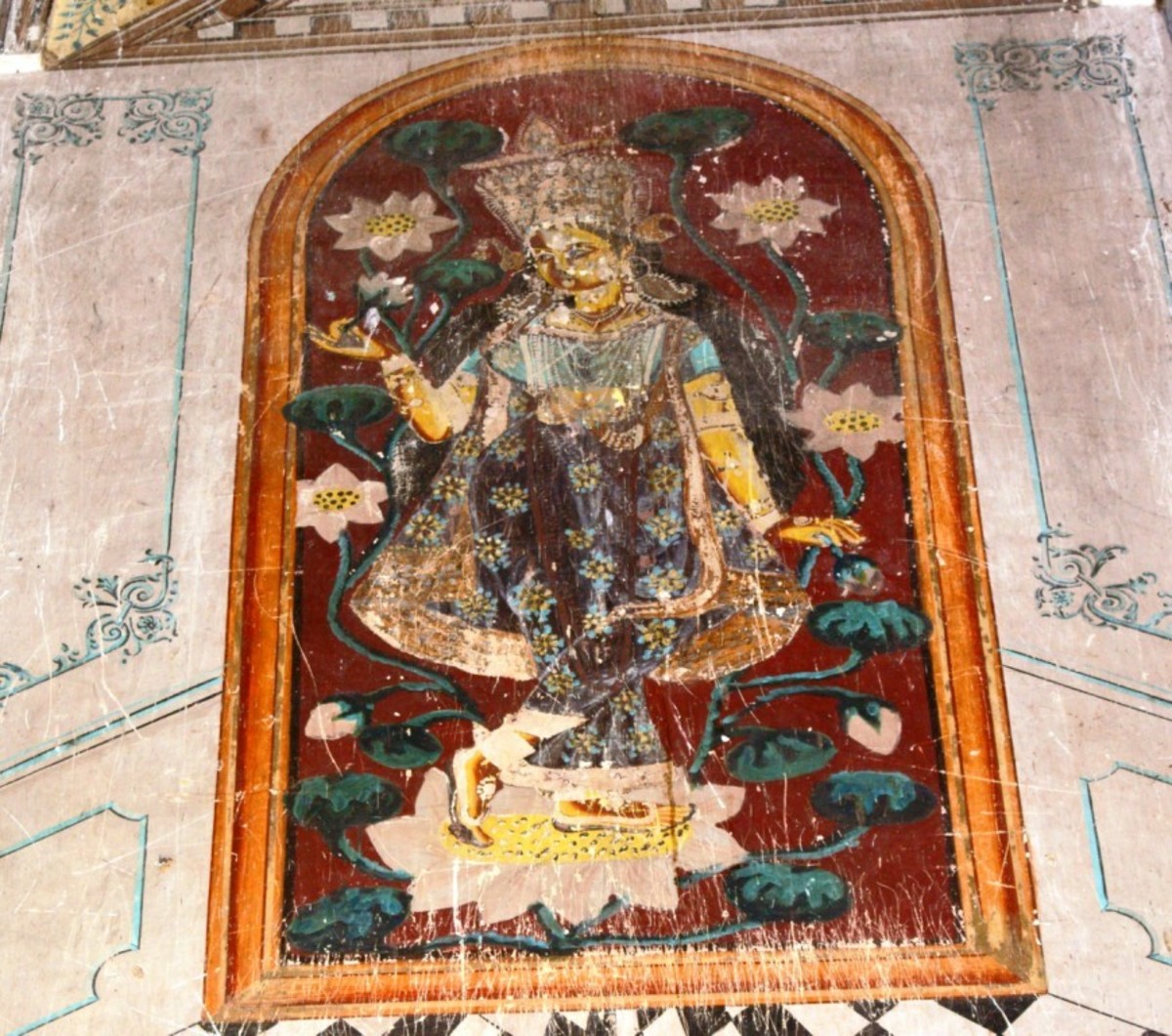 Goddess Lakshmi in mural; Krishna Chandra temple; Guptipara; district Hooghly