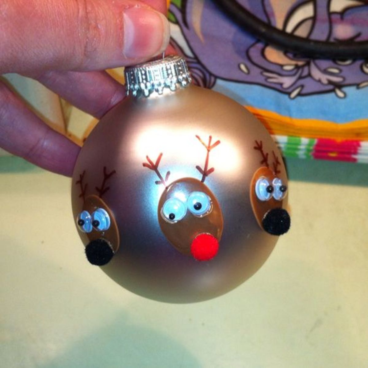 Thumbprint reindeer ornaments for the grandparents!