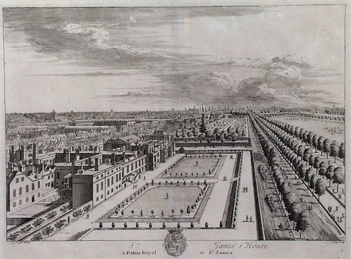 St. James's Palace and The Mall, London in 1715. (George I's reign).